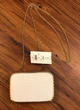 CACHE White With Gold Trim Evening Purse