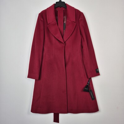 Katherine Kelly Women's Belted Coat Size 14 Cashmere Red Luxury Long Coat 