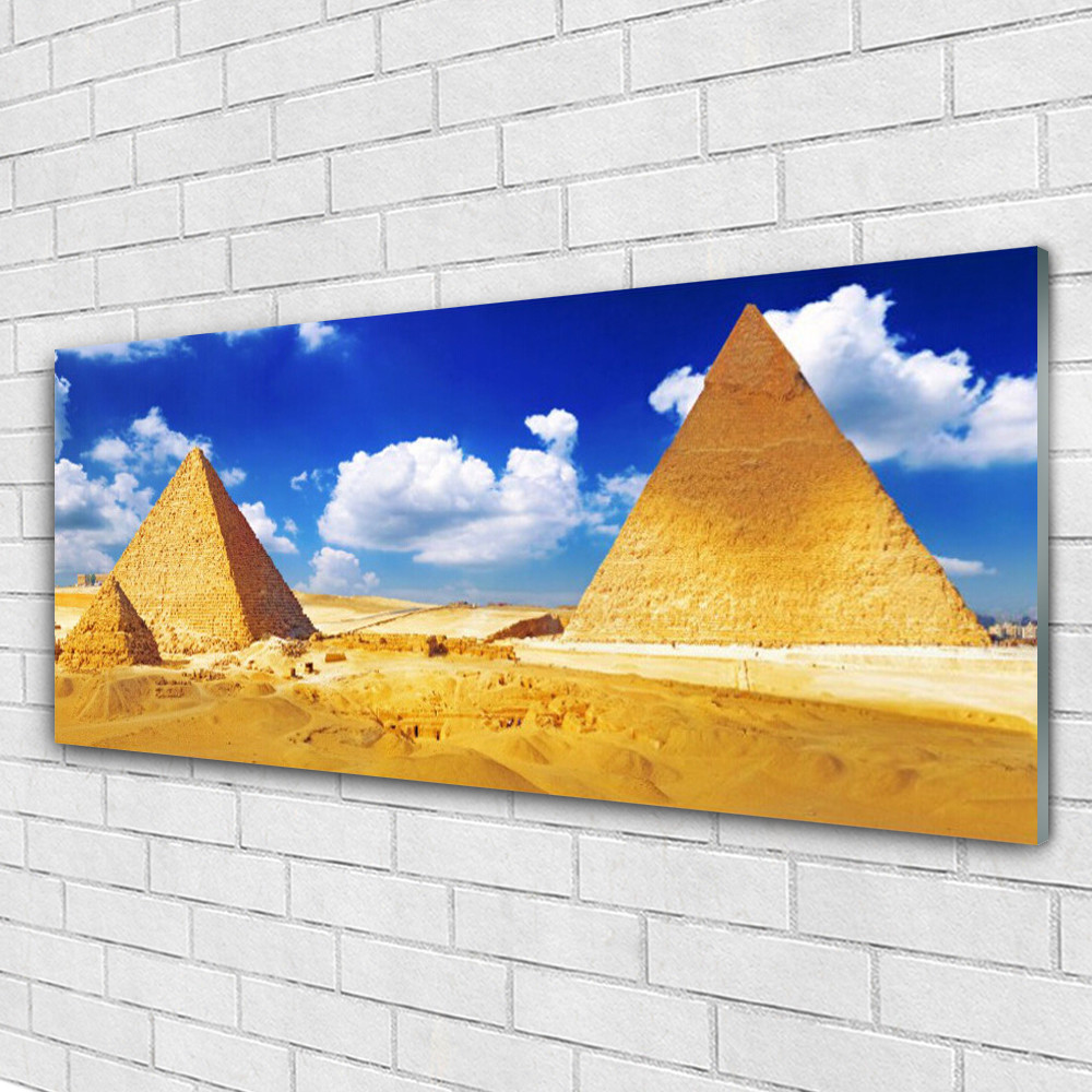 Tableau murale impression sous verre Tulup 125x50 désert pyramides Égypte