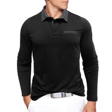 Men's Long Sleeve Slim Fit Polo Shirts Summer Shirts Casual Golf Shirt