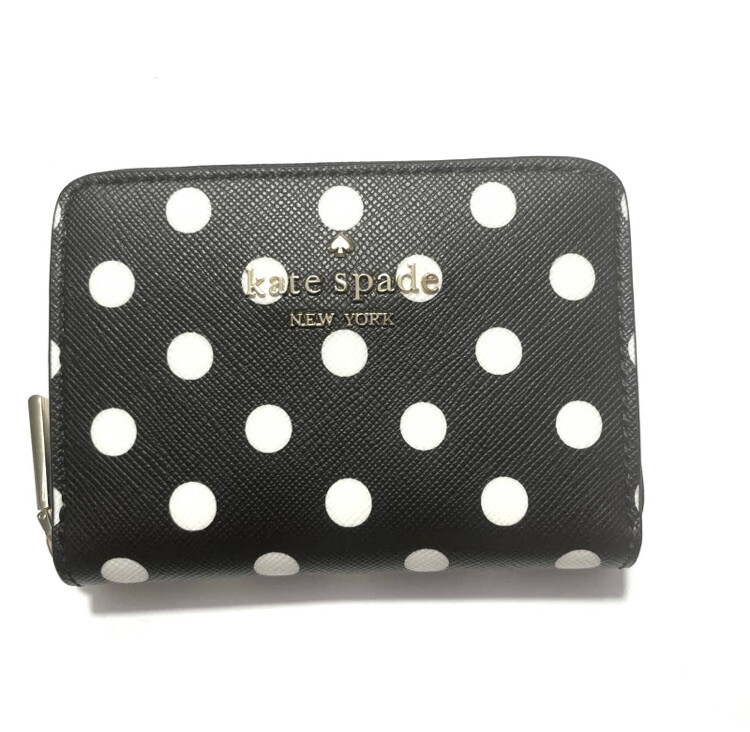 kate spade Polka Dots Dot Printed Saffiano Small Zip Around