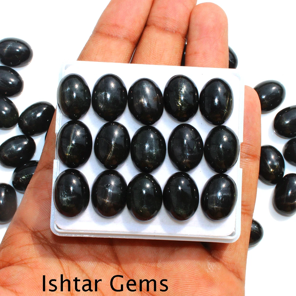 10 piezas piedras preciosas cabujón ovalado calibradas de diópsido estrella negra natural 16 mm x 12 mm Foto 3 de 4