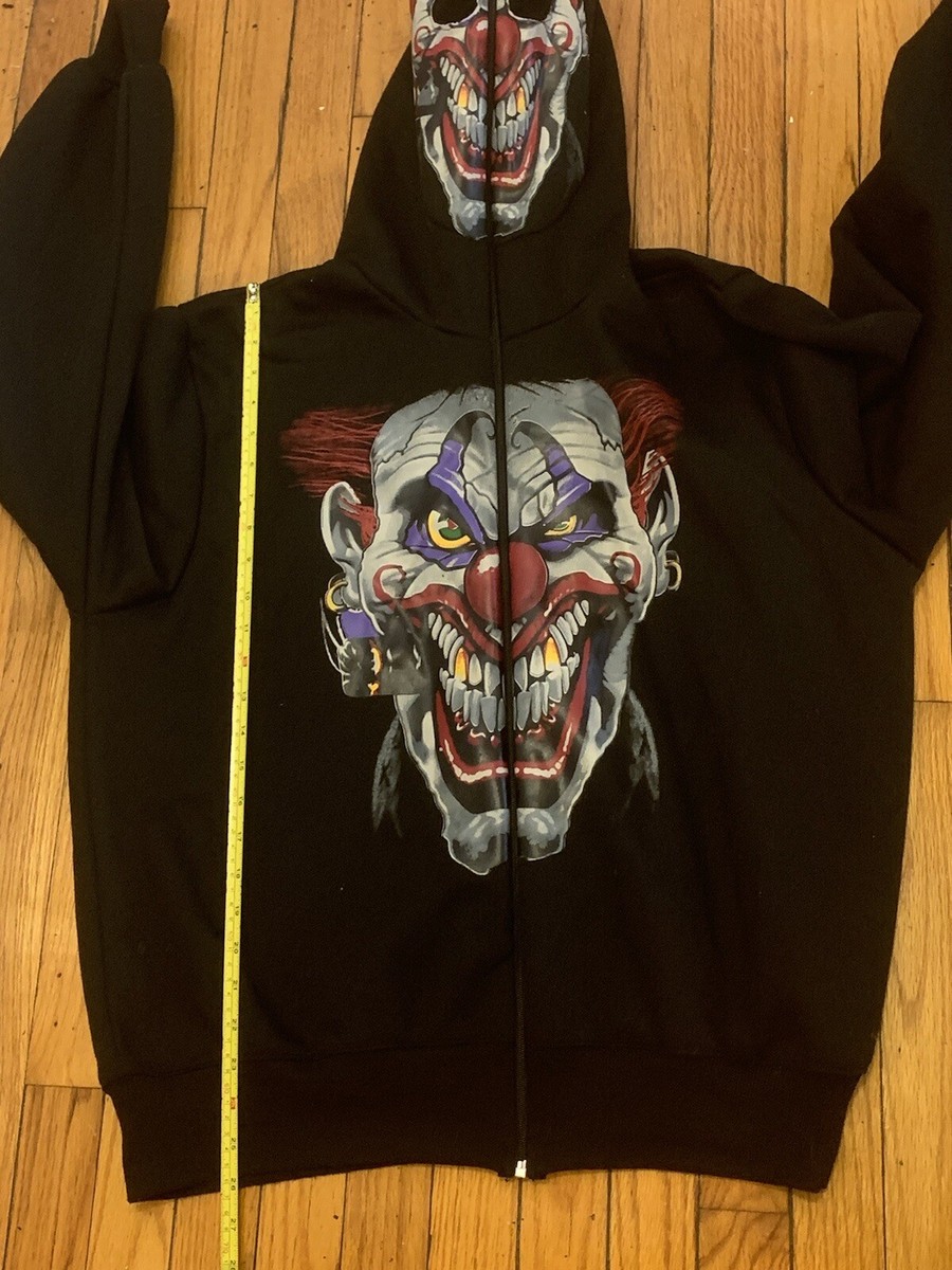 ジャケット・アウター WEIRDO CLOWN - CRAZY JACKET RARE Hi Ya Roy Evil Clown Black Zip Up hoodie Mask Jacket size xl