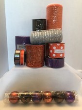 Halloween Mesh Deco NEW Lot of 9 Rolls Mesh Purple Orange Black Crafts