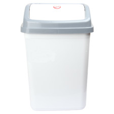 10 Liter Swing Bin Lidded Dustbin. Small Plastic Rubbish Waste Bin. (White)