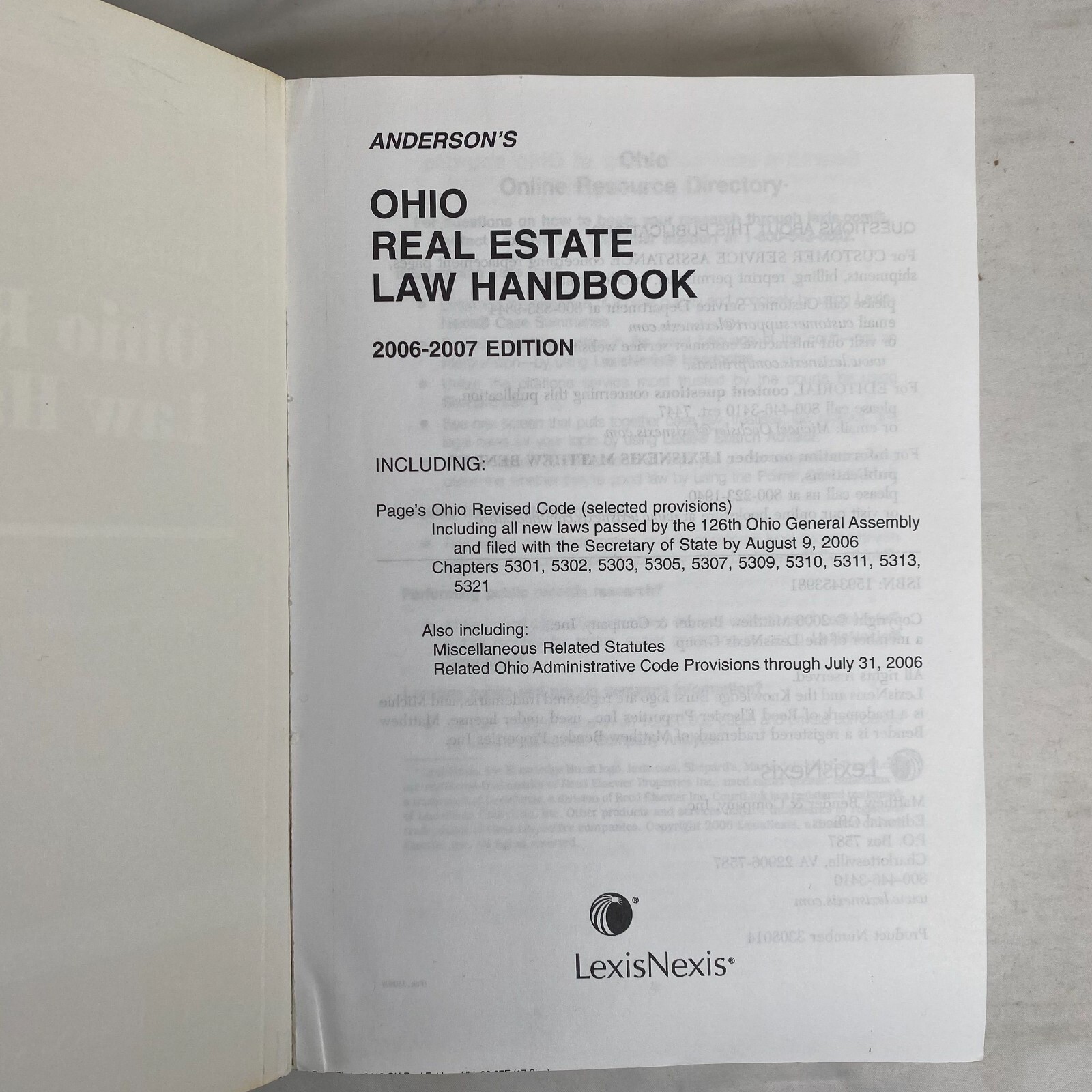 Anderson's Ohio Real Estate Law Handbook 20062007 Edition Book