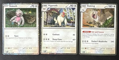 Pokemon Slakoth Vigoroth Slaking Evolution Set 160/193 Paldea Evolved HOLO NM