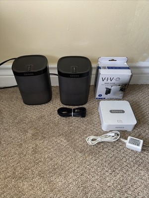 SONOS PLAY:1 Wireless Smart Speakers - Black Pair Set of 2 - W/extras!