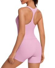 Workout Sets for Women Cute Square Neck Tank Tops Booty Biker Shorts Outfits ...