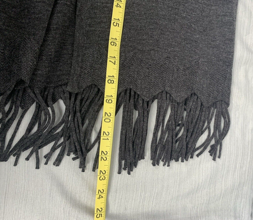 Maggy London Dark Gray Fringe Tassel Sleeveless Vest Knit Top Sweater, Large - Picture 9 of 9