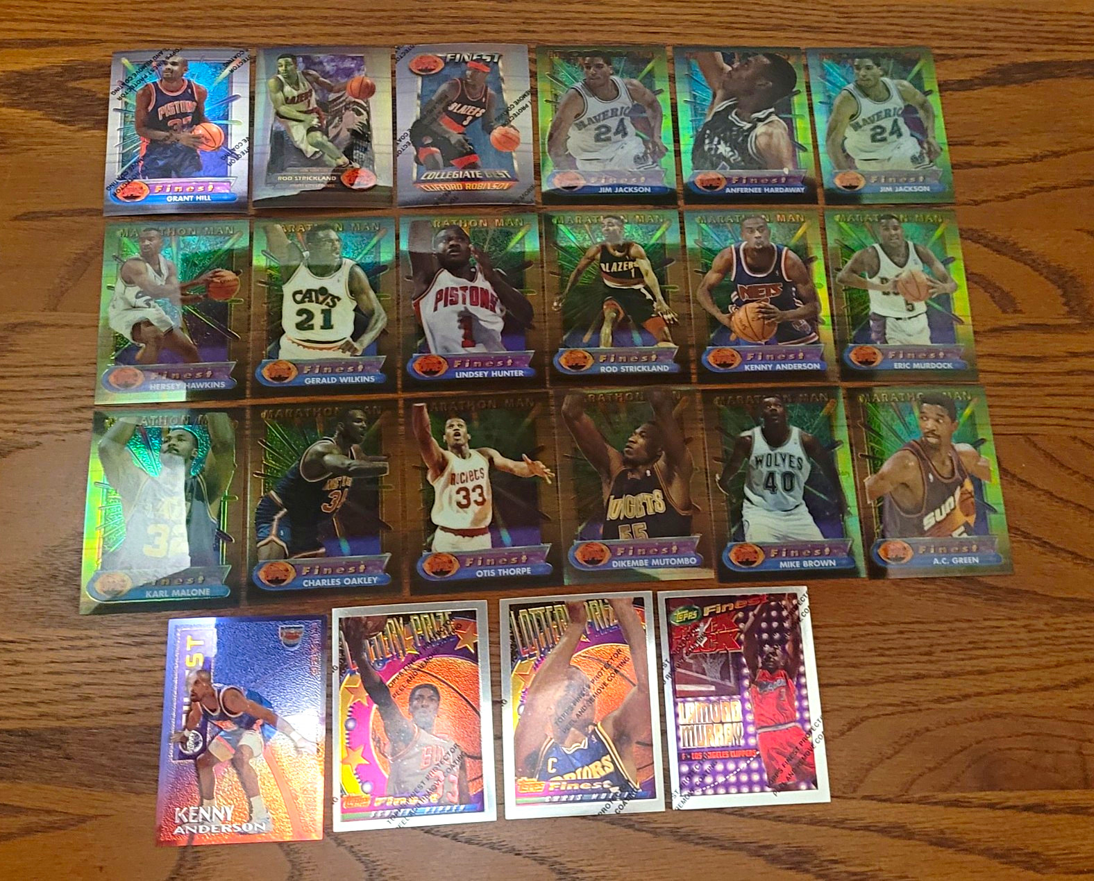 Lot of 22 1994-95 Finest inserts, RC, Refractors Marathon Man, Iron Man