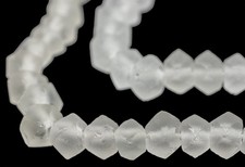 Clear Faceted Recycled Java Sea Glass Beads 11mm Indonesia 22 Inch Strand