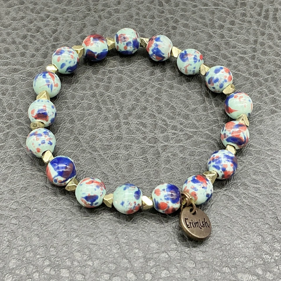 Conjunto de pila de pulsera Erimish para mujer cadena de cristal con cuentas elásticas tono dorado lote de 5 Foto 4 de 4