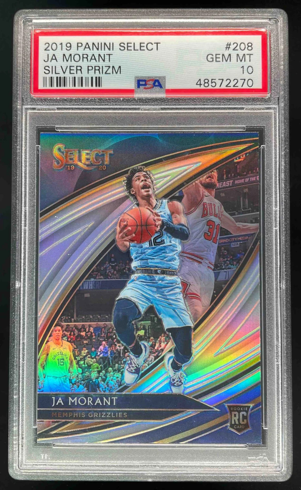 2019-20 Panini Select Silver Prizms #208 Ja Morant RC Courtside PSA 10