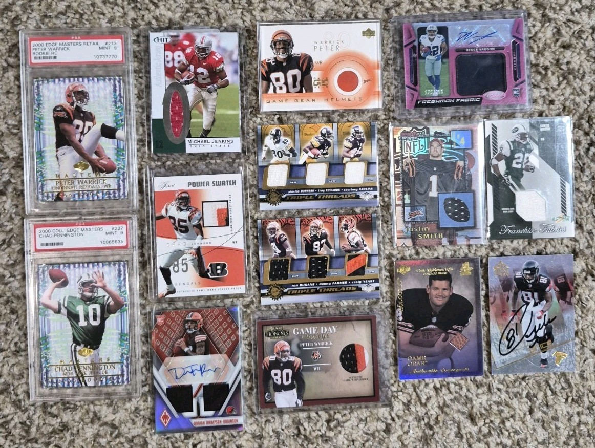 Lot of 14 NFL Football Graded Auto Jersey Patch Numbered Trading Cards view 1