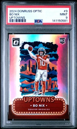 2024 PANINI DONRUSS OPTIC UPTOWNS #3 BO NIX ROOKIE RC PSA 9