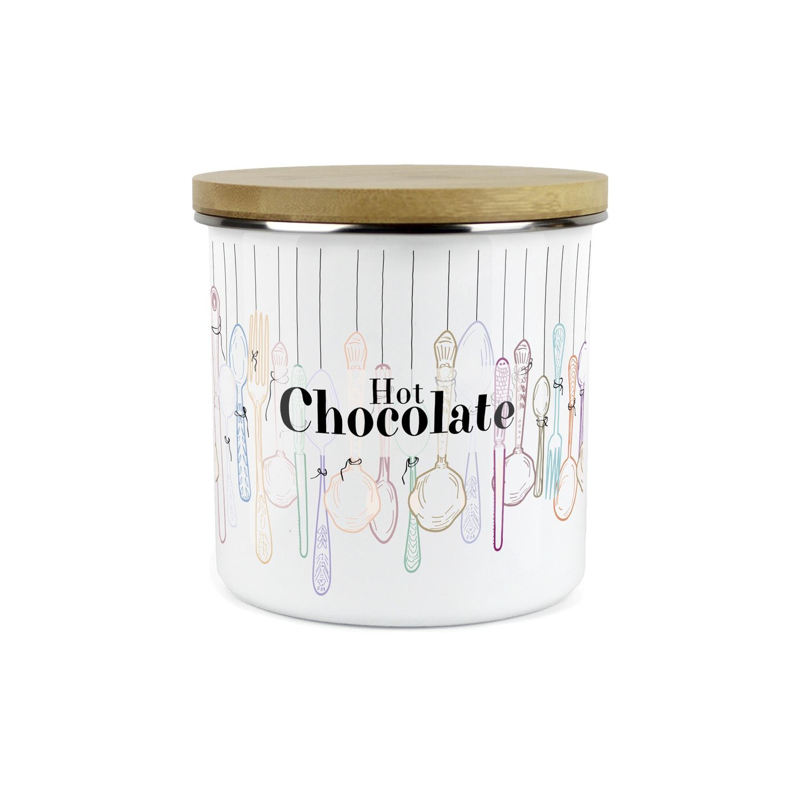Vintage Cutlery Hot Chocolate Storage Canister - Enamel Kitchen Container