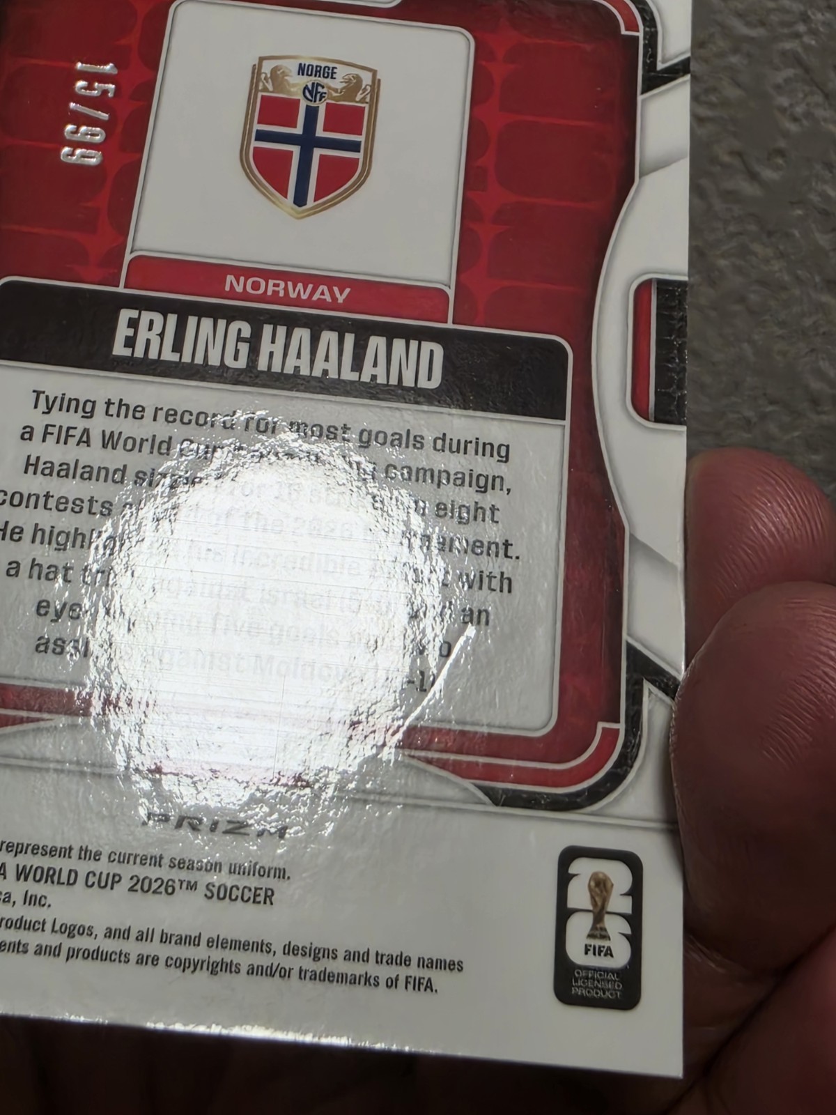 2026 Panini Prizm FIFA World Cup Erling Haaland Teal Wave /99 view 4