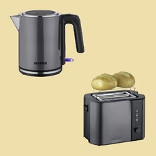 Severin Set grau - Wasserkocher 1,0L WK 9574 + Toaster AT 9573 - grau/schwarz
