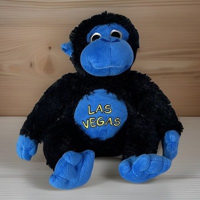 Las Vegas Blue Monkey Gorilla Plush Stuffed Animal Royal Blue Black Shelf Sitter