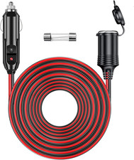 12V/24V Heavy Duty Cigarette Lighter Extension Cord 13.1FT/4M with LED Light for