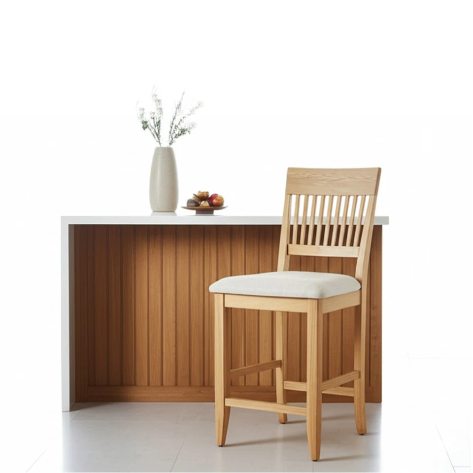 Juego de 2 sillas de comedor de pub Alpine Furniture Aspen en natural antiguo (marrón) Foto 3 de 4