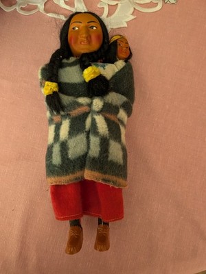 Vintage Indianer Bully Good Skookum Puppe 10,5'' Mutter & Baby Papoose