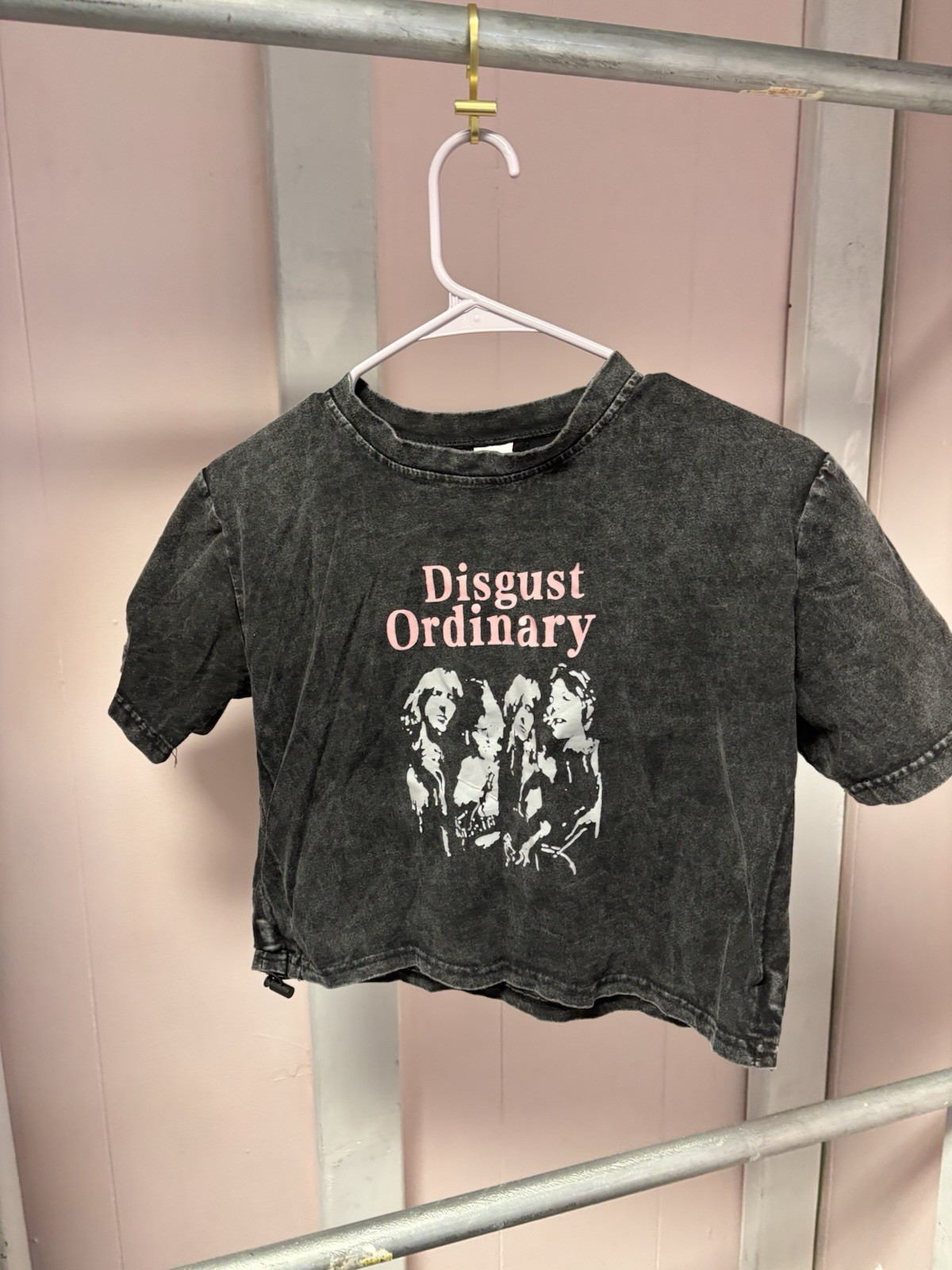 Women’s Black Graphic Print Cropped Cotton Jersey Crew Neck Tee, Size S