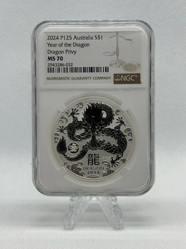 2024 P125 Australia $1 Lunar Dragon With Dragon Privy 1oz Silver NGC MS70