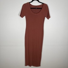 Old Navy Women S Cherry Birch Scoop Neck Fitted Short-Sleeve Rib-Knit Maxi Dress