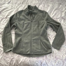 Gray Full Zip Stand Collar Jacket Mid-Length Women Long Sleeve Casual