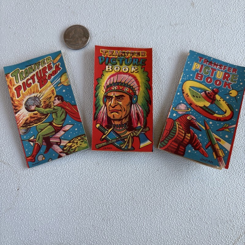 3 1960s Tattoo Transfer Books Superman Indians Kaiju Japan Monster 