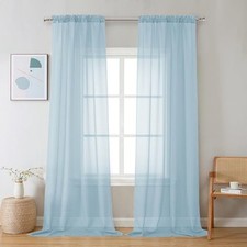 Sheer Curtains 90 inches Long 2 Panels, Light 42"W x 90"L Pack of 2 Sky Blue