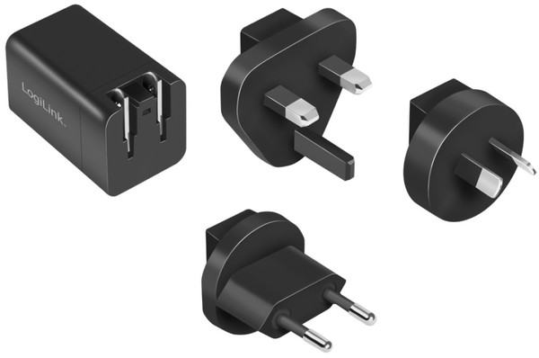 Logilink Usb-Reiseadapter, USB-C, Gan-Technologie, Schwarz-image