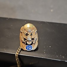 U.S. Eagle 10 Year Service Lapel Pin Bronze Tone Military Style Badge Vintage