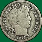 1911-S Barber Dime Silver Fine F Coin #33557