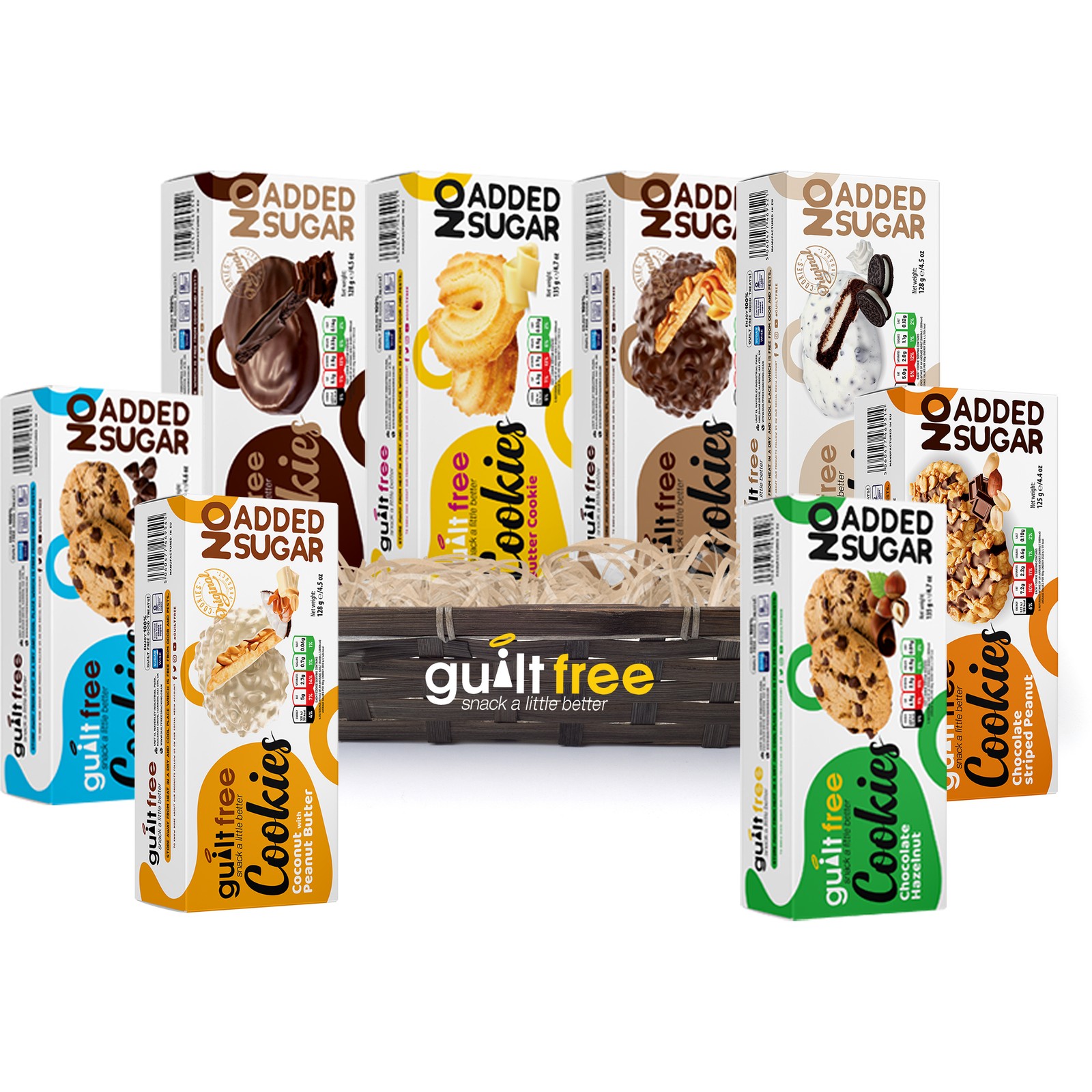 Luxury DIabetic No Added Sugar 8 Pack Cookies Biscuit Hamper Gift Box Guiltfree