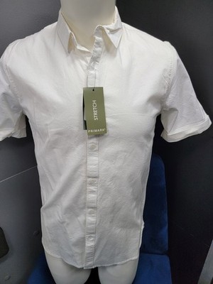 Primark Men's White Ivory Cotton Twill Short Sleeve Button-Up Shirt Size: M
