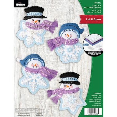 Bucilla Filz Ornamente Applikation 4er Set - Let It Snow 89633E