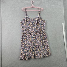 Old Navy Women Dress XL Linen Rayon Floral Cami Cottagecore Strap