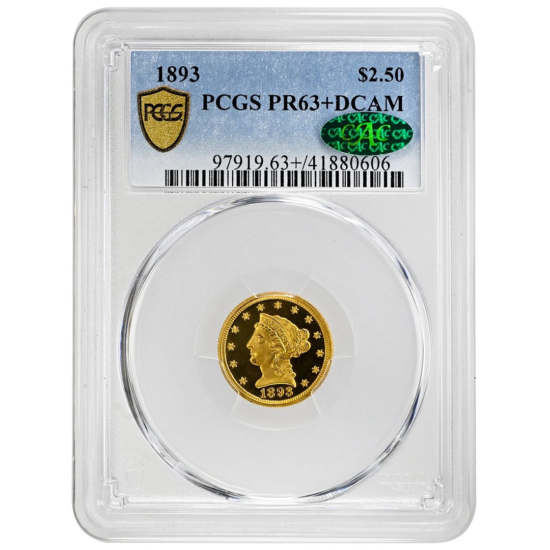 1893 $2.50 Liberty Head PCGS PR63+DCAM CAC