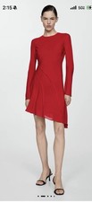 Mango Red Asymmetrical Dress With Seam Detail $96  Size 4