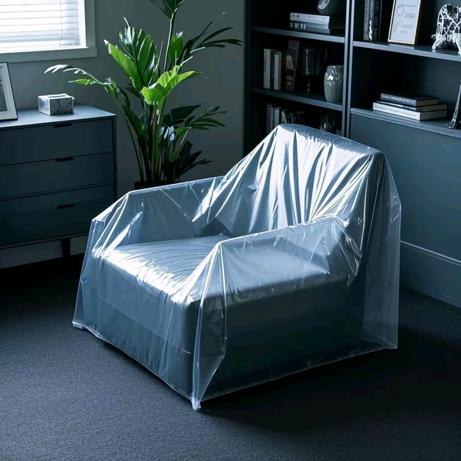 2Pack Heavy Duty Plastic Chair Cover,Furniture Living Room Chairs for Storage...