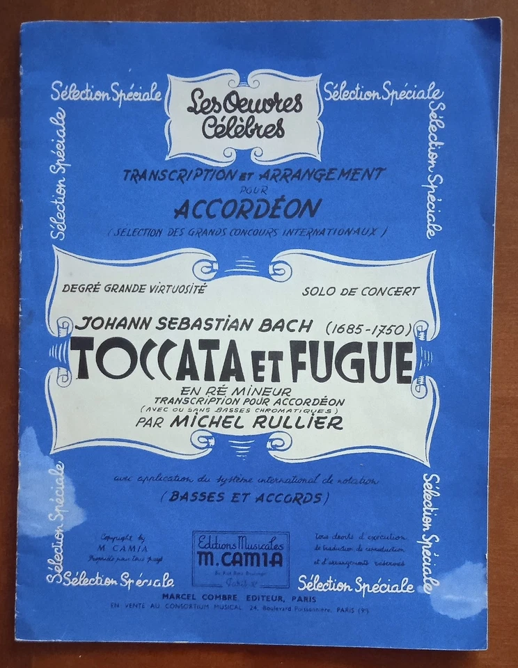 Partitions ACCORDEON - TOCCATA ET FUGUE en ré mineur - J.-S. BACH - RULLIER - Photo 1/2