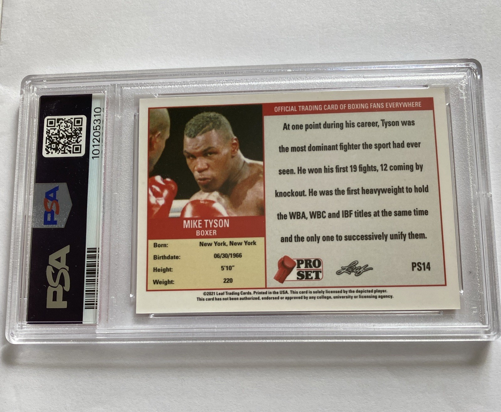 2021 Leaf Pro Set #PSA 9 Mike Tyson view 2