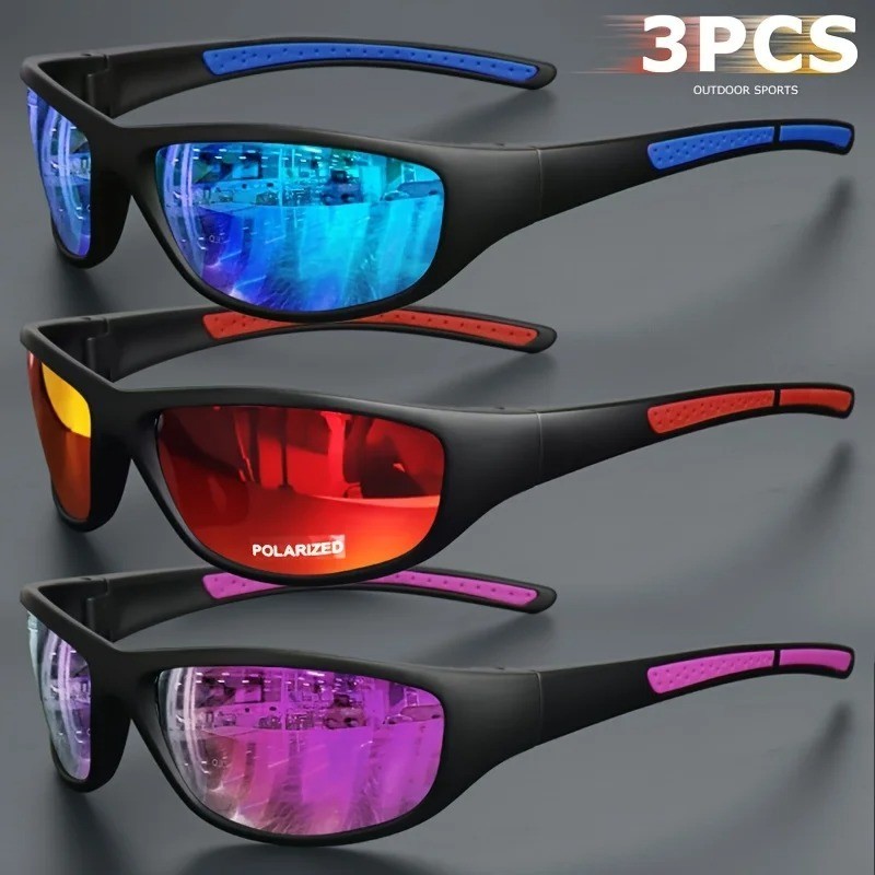 Polarized Photochromic Sports Sunglasses UV400 Wrap Cycling Fishing Set 