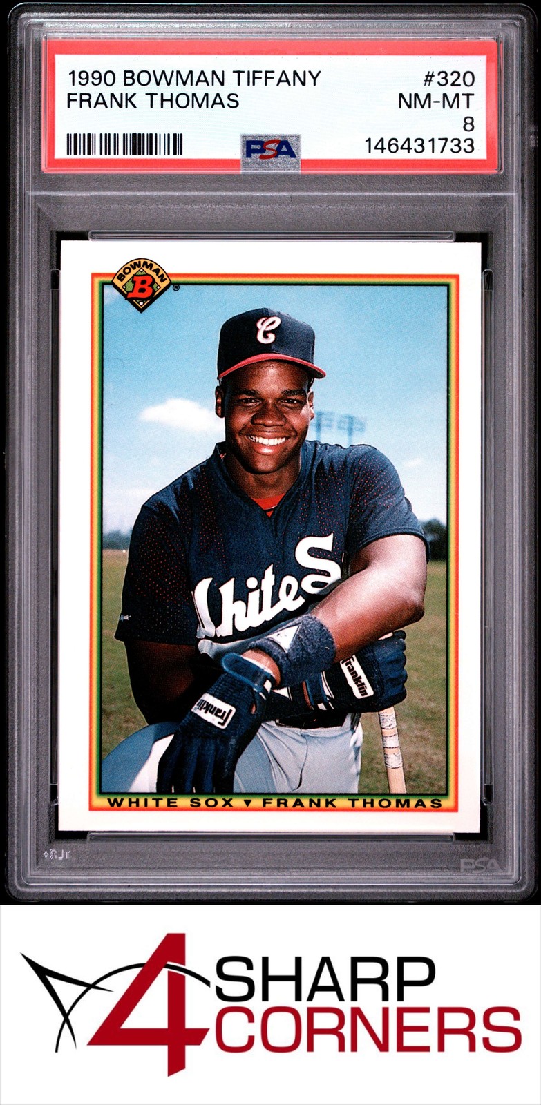1990 BOWMAN TIFFANY #320 FRANK THOMAS RC WHITE SOX HOF PSA 8