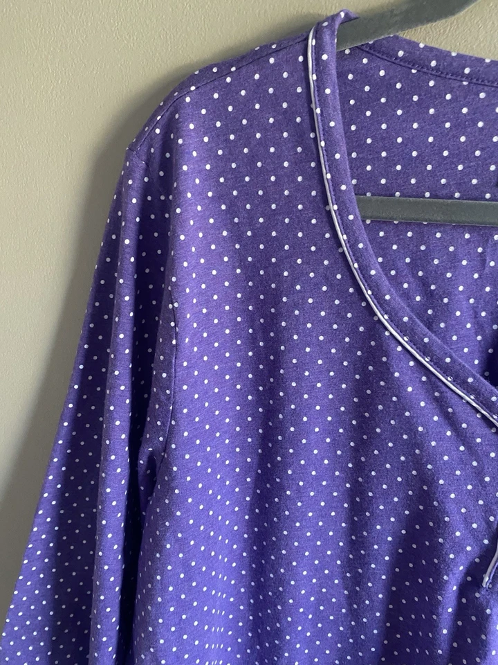 Camisón Karen Neuburger Mujer Ropa de Dormir 1X Púrpura Blanco Lunares Manga Corta Foto 4 de 4