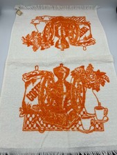 Vtg Orange Coffee Grinder Beans MCM NWT Kitchen Dish Towel Coffee Bar