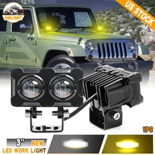 3" Dual Color LED Work Light Bar Spot Cube Pod Driving Fog Lamp Offroad ATV UTV